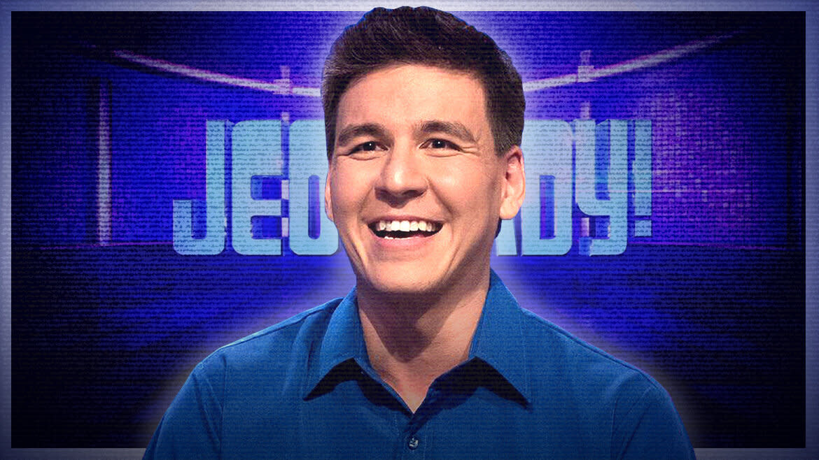 Jeopardy champion, James Holzhauer. (Photo illustration: Yahoo News; photos: Sony Pictures Entertainment)