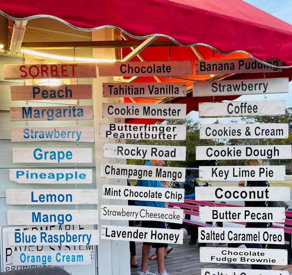A selection of flavors at  Lil & John's Sweetreat Homemade Ice Cream in Oak Island.