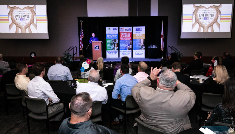 President and CEO of United Way of Marion County Scot Quintel talks about the recent accomplishments of United Way during the Annual United Way of Marion County 2021-2022 Community Celebration Thursday evening at the College of Central Florida Klein Center.