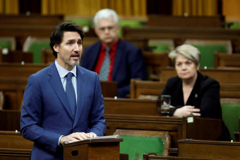 FILE PHOTO: Canada's Prime Minister Justin Trudeau speaks in the House of Commons in Ottawa