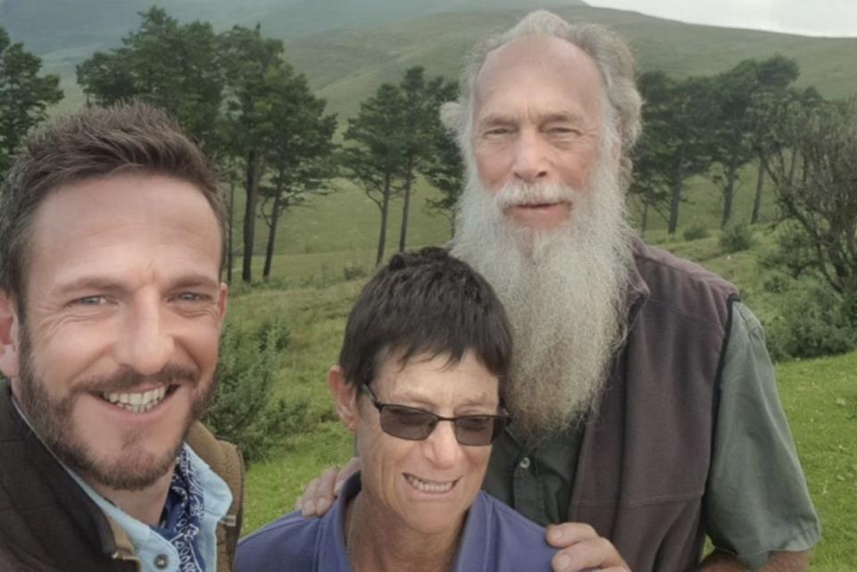 A selfie taken by BBC Gardeners World presenter Nick Bailey (left) and posted on his Twitter account is believed to be the last photo taken of Rod Saunders (right) and wife Rachel (centre)  (Nick Bailey/Twitter)