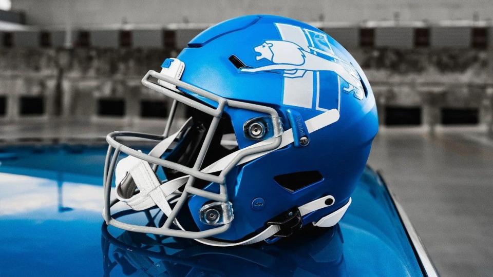 The new Detroit Lions alternate helmet, unveiled on Wednesday, June 21, 2023.