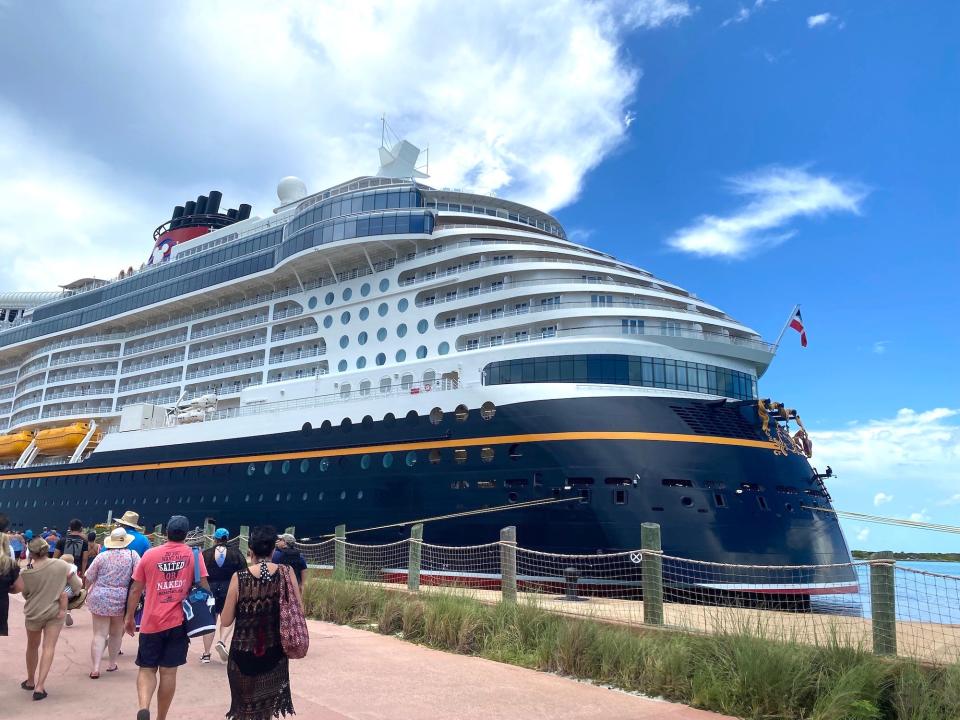 The Disney Wish docked at Castaway Cay in September 2022.