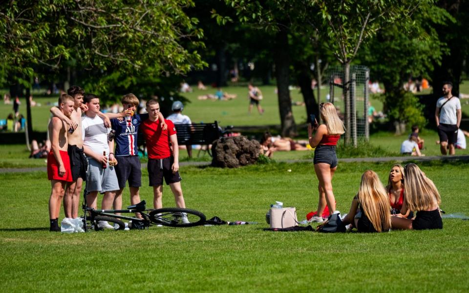 There was little sign of social distancing among some groups at The Meadows, Edinburgh - Stuart Nicol Photography/Stuart Nicol