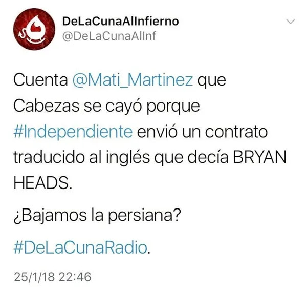 Independiente tradujo mal el nombre de Bryan Cabezas en el contrato que le envió al Atalanta italiano y el volante ecuatoriano no llegará al “Rojo”. Foto: Captura de pantalla Twitter