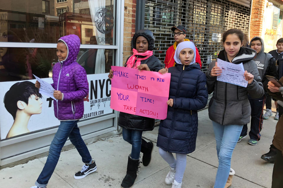 <p>Students from the School for International Studies walkout in protest of gun violence in Brooklyn, New York, U.S, March 14, 2018. (Photo: Lauren Young/Reuters) </p>