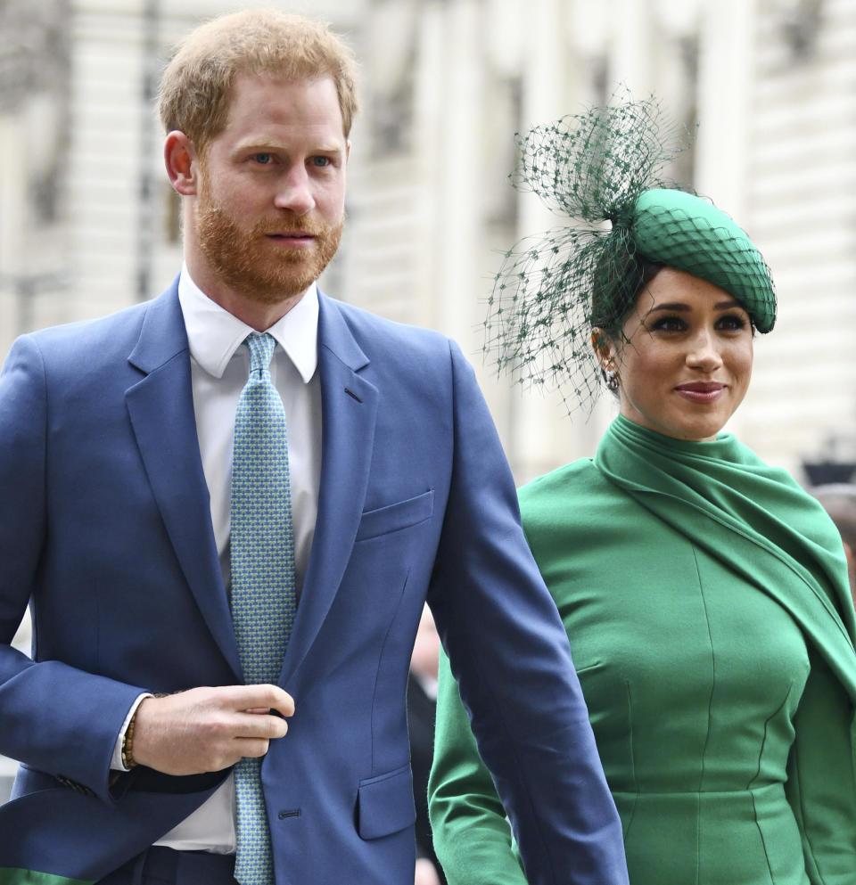 Prince Harry The Duke of Sussex and Meghan The Duchess of Sussex attend the Commonwealth Day Service on March 9, 2020 at Westminster Abbey. 