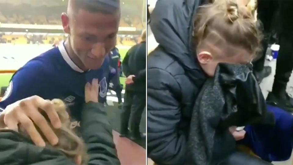 Richarlison made a young fan cry after a beautiful post-match moment. Pic: thaynanleite.30/Instagram