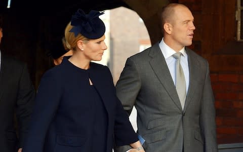 Mike and Zara Tindall arrive at Chapel Royal in St James's Palace, central London for the christening of Prince George of Cambridge - Credit: John Stillwell/PA