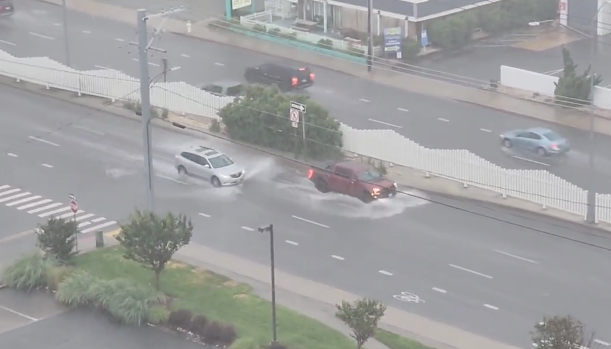 Minor street flooding in Ocean City, Maryland. July 25, 2023.