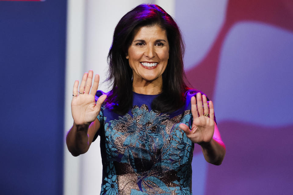 <p><strong>Age: </strong>51</p> <p><strong>Party: </strong>Republican</p> <p><strong>Candidacy: </strong>Confirmed</p> <p>On June 30, the former South Carolina governor and U.S. ambassador to the United Nations under President Trump told reporters in Iowa that <a href="https://people.com/politics/nikki-haley-teases-2024-presidential-run-in-iowa/" rel="nofollow noopener" target="_blank" data-ylk="slk:she is open to running for president in 2024;elm:context_link;itc:0;sec:content-canvas" class="link ">she is open to running for president in 2024</a> "if there's a place for me." <a href="https://www.desmoinesregister.com/story/news/politics/2022/06/30/iowa-caucus-2024-nikki-haley-will-run-president-if-theres-place-me/7747121001/" rel="nofollow noopener" target="_blank" data-ylk="slk:The Des Moines Register reported;elm:context_link;itc:0;sec:content-canvas" class="link ">The <em>Des Moines Register </em>reported</a> that Nikki Haley said, "I've never lost a race. I'm not going to start now. I'll put 1,000 percent in and I'll finish it."</p> <p>On Feb. 14, Haley officially made the leap, announcing her candidacy with a video and donation link on social media.</p> <p>In a July 2022 poll conducted by <em>The New York Times</em>/Siena College, <a href="https://people.com/politics/half-of-republicans-dont-want-trump-to-run-in-2024/" rel="nofollow noopener" target="_blank" data-ylk="slk:Haley was tied with Mike Pence for fourth place;elm:context_link;itc:0;sec:content-canvas" class="link ">Haley was tied with Mike Pence for fourth place</a> in a hypothetical question about which rumored candidate Republicans would support in 2024. Since then, she seems to have faded out of the conversation more as Pence and DeSantis take center stage, but her early candidacy could help her change that.</p> <p>Haley has been a supporter of Trump since he earned the Republican Party nomination in 2016, later <a href="https://web.archive.org/web/20210327160435/https://www.politico.com/interactives/2021/magazine-nikki-haleys-choice/" rel="nofollow noopener" target="_blank" data-ylk="slk:calling him a "friend";elm:context_link;itc:0;sec:content-canvas" class="link ">calling him a "friend"</a> and <a href="https://twitter.com/nikkihaley/status/1354086642341064707?lang=en" rel="nofollow noopener" target="_blank" data-ylk="slk:tweeting in January 2021;elm:context_link;itc:0;sec:content-canvas" class="link ">tweeting in January 2021</a> that she was "really proud of the successes of the Trump administration." Following the deadly Capitol riots, she delivered mixed messages on her support of Trump, at once bashing his critics and calling his actions a letdown. Later in 2021, she said that if Trump runs for president again, <a href="https://www.cnn.com/2021/04/12/politics/nikki-haley-donald-trump-2024/index.html" rel="nofollow noopener" target="_blank" data-ylk="slk:she will support him and not contest him;elm:context_link;itc:0;sec:content-canvas" class="link ">she will support him and not contest him</a> — though she has clearly moved past that.</p>
