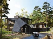 La fachada tiene paneles de cristal y está revestida con cedro ennegrecido. Los techos son de metal, también de color oscuro y con formas irregulares para estar en armonía con el terreno montañoso que rodea la vivienda. (Foto: <a href="http://www.sylvanrock.com/residence" rel="nofollow noopener" target="_blank" data-ylk="slk:Sylvan Rock;elm:context_link;itc:0;sec:content-canvas" class="link ">Sylvan Rock</a>).