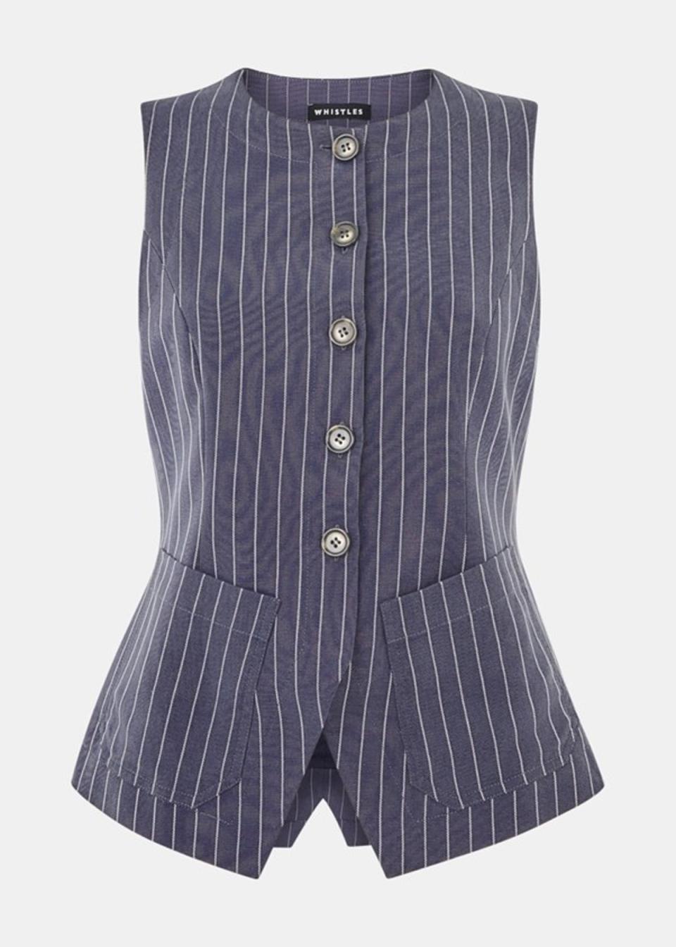 Lottie pinstripe waistcoat, £99, whistles.com  (Whistles)