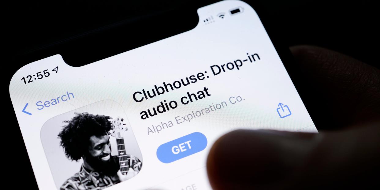 he invitation-only audio-chat social networking app clubhouse is pictured on a smartphone on January 26, 2021 in Berlin, Germany.