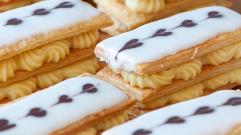 Iced French puff pastry pastries