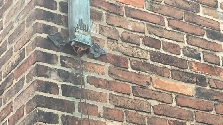 Nighttime thief swipes Assumption Church's copper downspouts