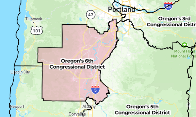 Oregon's 6th Congressional District. (Courtesy of govtrack.us)