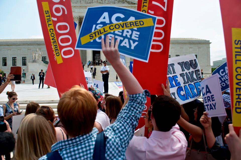 Affordable Care Act supporters outside the Supreme Court in 2015.
