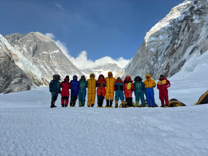 Climbing the Seven Summits team in (still quiet) Camp 1.