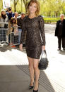 Celebrities in metallic fashion: Geri Halliwell wore this stunning gold dress in the capital.