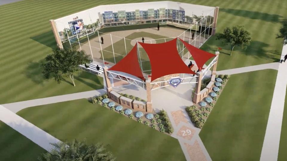A rendering of the John Smoltz Strikeout Baseball Stadium at Ferris Park in Lansing. Construction is expected to start on July 13 and end in mid-September.