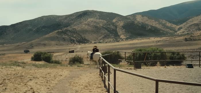 Otis about to fall off a horse in "Nope"