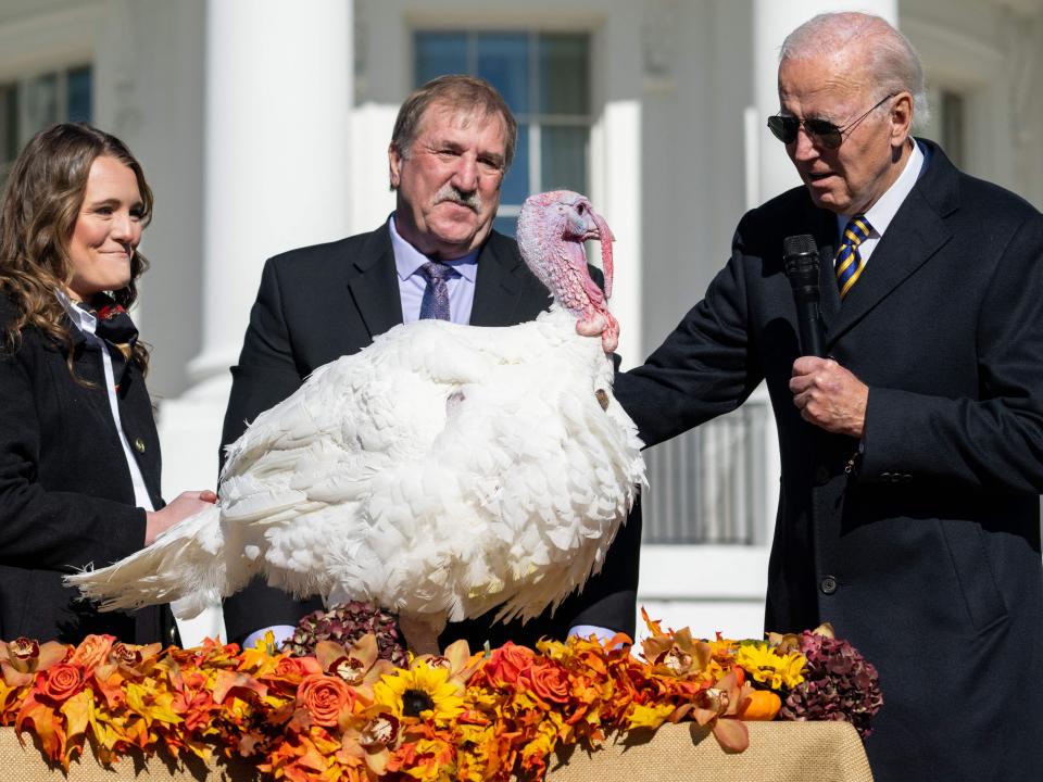 President Joe Biden pardoning Chocolate the turkey