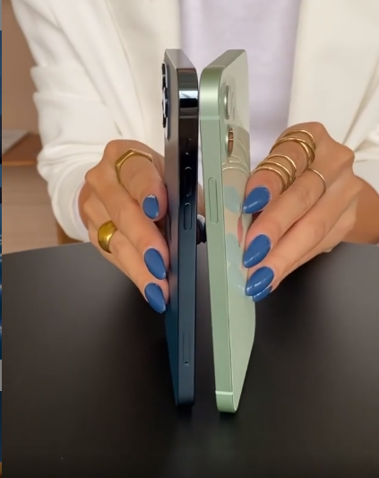 iPhone12 Pro太平洋藍及iPhone12綠色外型差異。（圖／翻攝自莫莉IG）