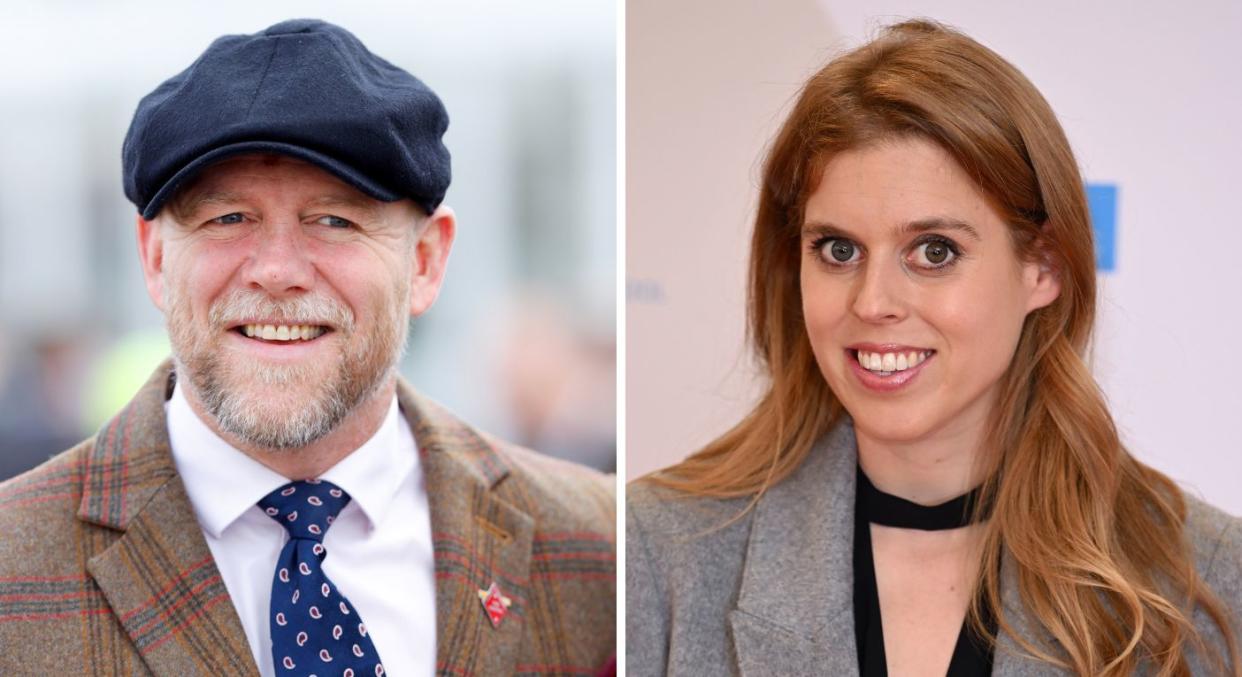 A split picture of Mike Tindall on the left and Princess Beatrice on the right. (Getty Images)