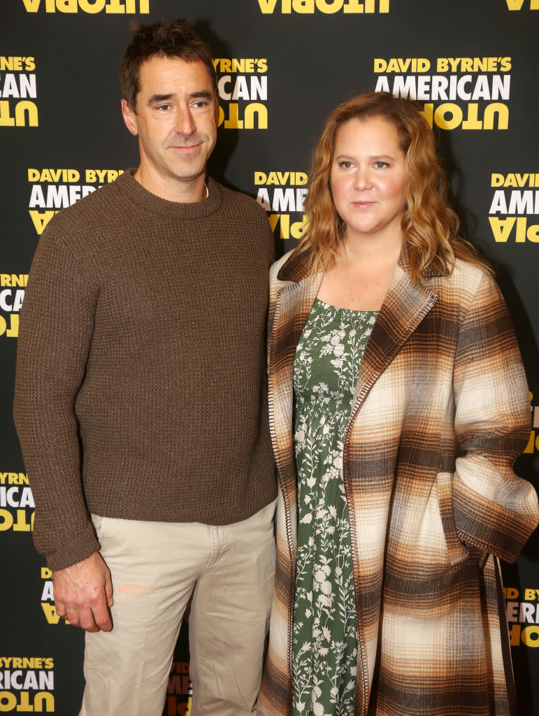 Amy Schumer has also changed her son&#39;s name, pictured with husband Chris Fischer in October 2021. (Getty Images)