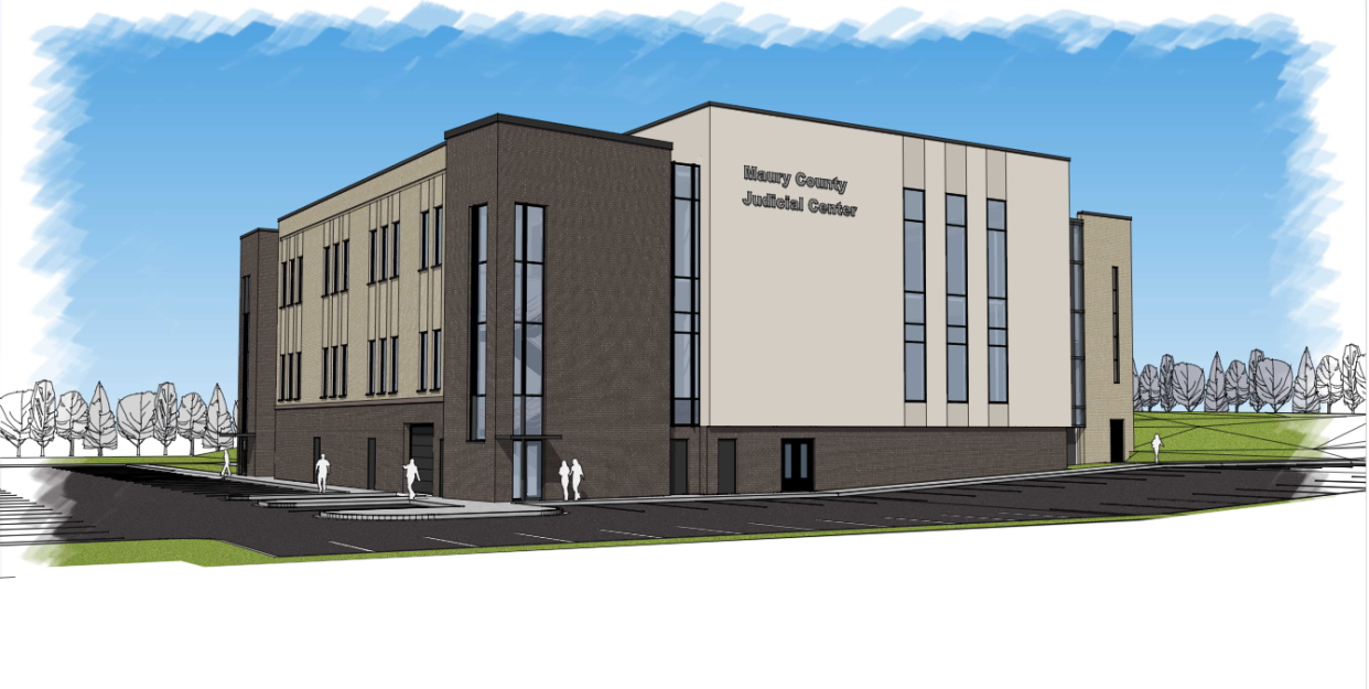 A rendering for the Maury County Justice Center shows what the building could look like.