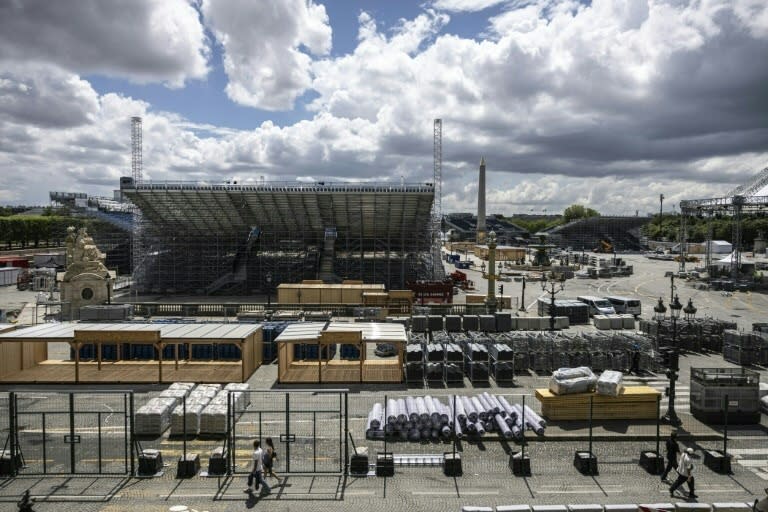 Leaving it late: to minimise the inconvenience for the locals, sites in the city centre, such as the 'Urban Park' at the Place de la Concorde will be finished only in mid-July (OLYMPIA DE MAISMONT)