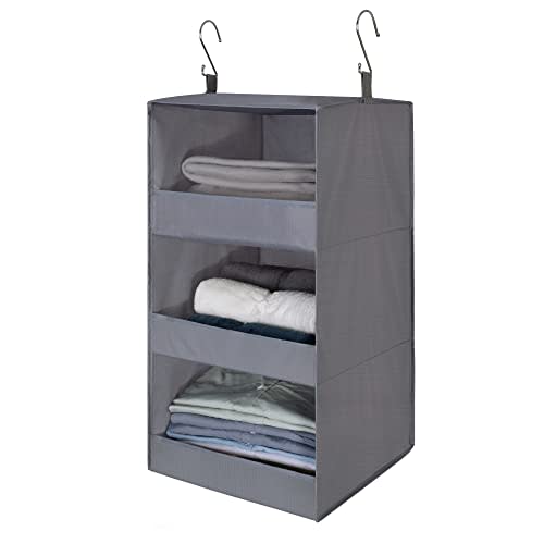 GRANNY SAYS 3-Shelf Hanging Closet Organizer and Storage, Collapsible Hanging Closet Shelves, Hanging Organizer for Closet & RV, Gray, 29 ¾