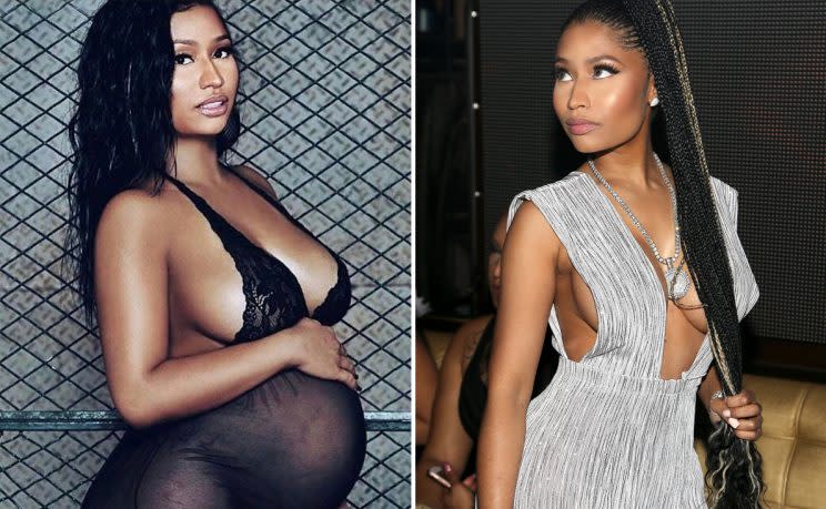 “Pregnant” Nicki Minaj/Nicki in Miami on NYE. (Photo: Instagram/Getty Images) … rapper, mogul, and Photoshopper extraordinaire? The 34-year-old singer took a break from to call out followers who thought she was pregnant.