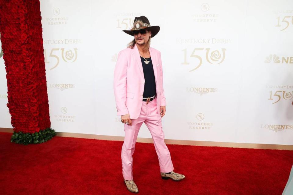 Kid Rock poses for a photo on the red carpet at the Kentucky Derby on Saturday, May 4, 2024, at Churchill Downs in Louisville, Kentucky.