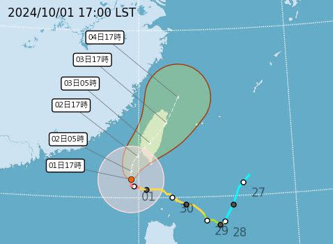 山陀兒最新路徑預測。（圖／氣象署）