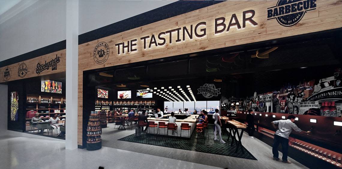 Construction on the new Kansas City International Airport continues and is about 90 percent complete. The airport is slated to open in March of 2023 and feature 39 gates. Above is a rendering of the The Tasting Bar, featuring Black Magic barbecue.