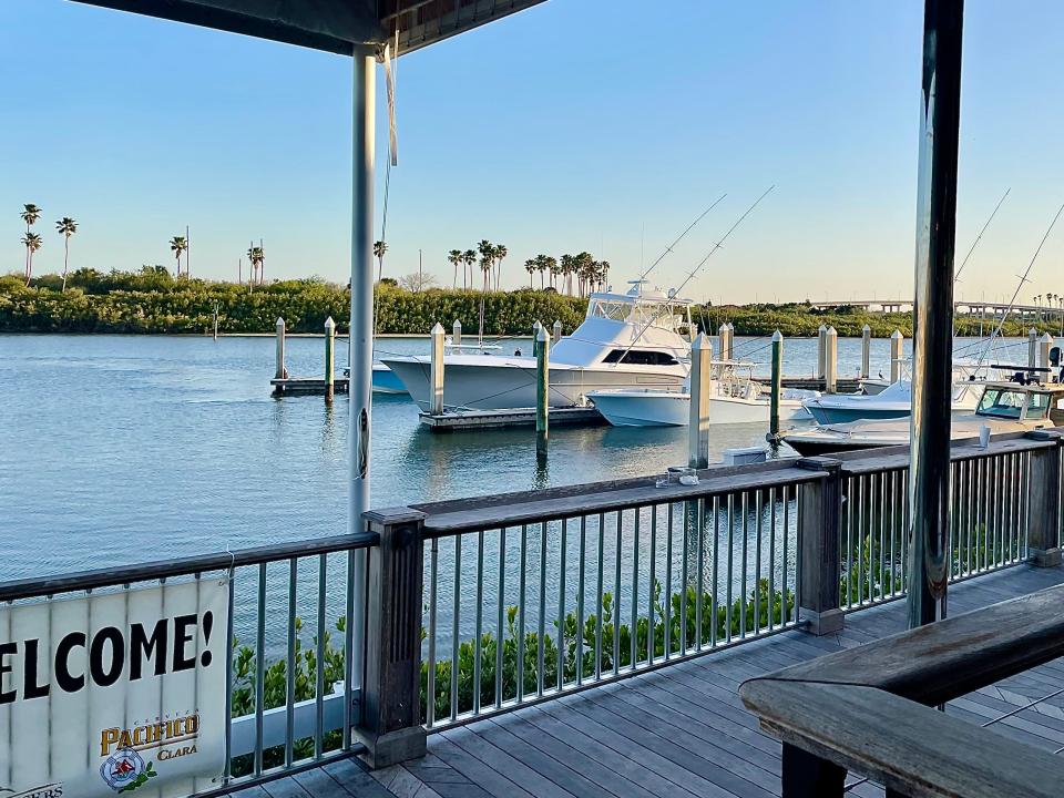 Waterfront views from Outriggers Tiki Bar and Grille in New Smyrna Beach.