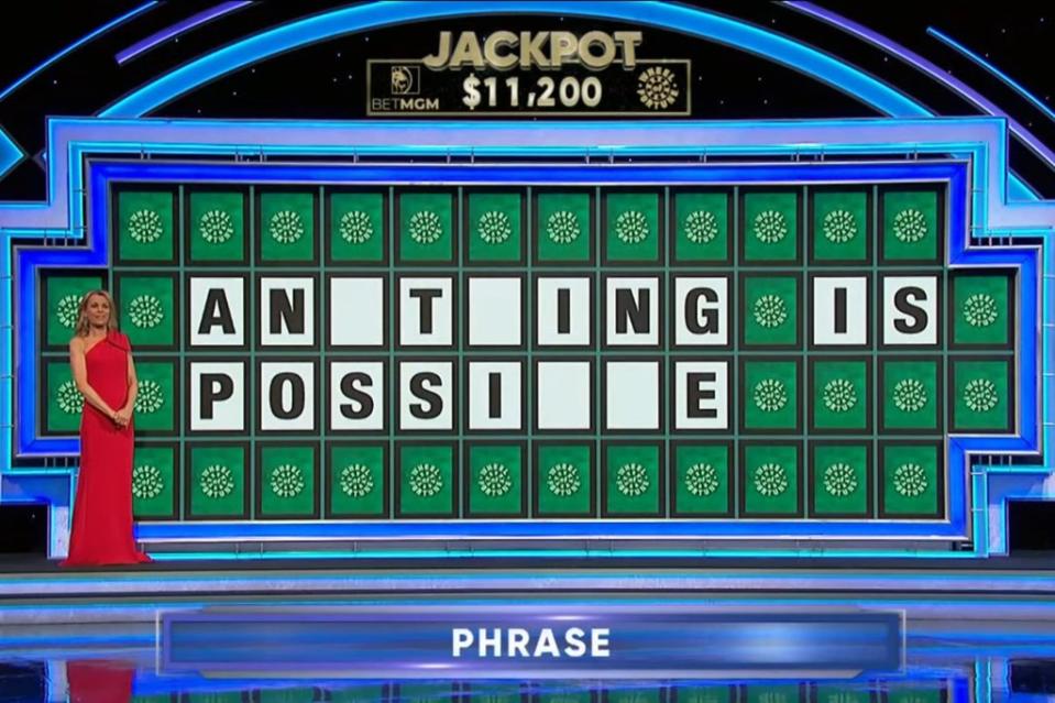 The solution to the puzzle was “anything is possible.” Game show co-host Vanna White is pictured. Wheel of Fortune / ABC