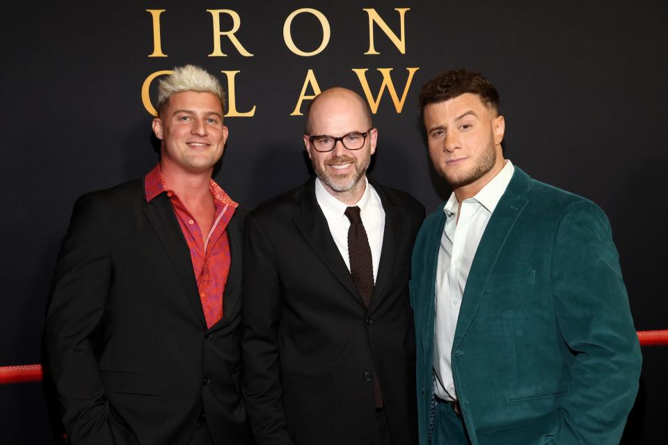 Ryan Nemeth, Sean Durkin and Maxwell Jacob Friedman at "The Iron Claw" premiere