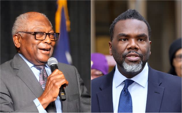 Rep. Jim Clyburn (D-S.C.), left, is endorsing Brand Johnson, right. Clyburn's endorsement could buttress Johnson's argument that he is the only authentic Democrat in the race.