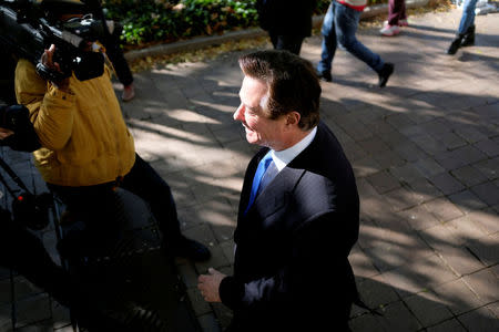 Former Trump 2016 campaign chairman Paul Manafort leaves U.S. Federal Court, after being arraigned on twelve federal charges in the investigation into alleged Russian meddling in the 2016 U.S. presidential election, in Washington, U.S. October 30, 2017. REUTERS/James Lawler Duggan