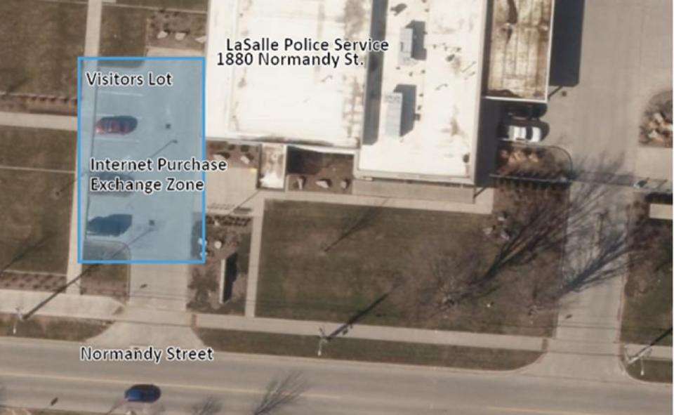 A satellite view of the LaSalle Police Service's 'Internet Purchase Exchange Zone.'