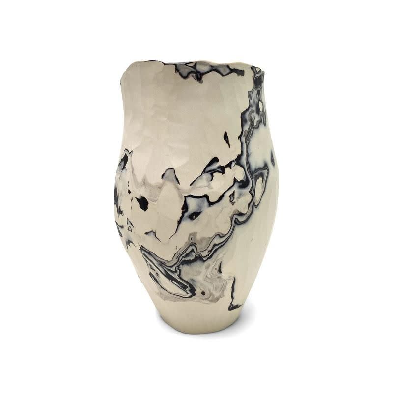 58) Faceted Marbled Vase