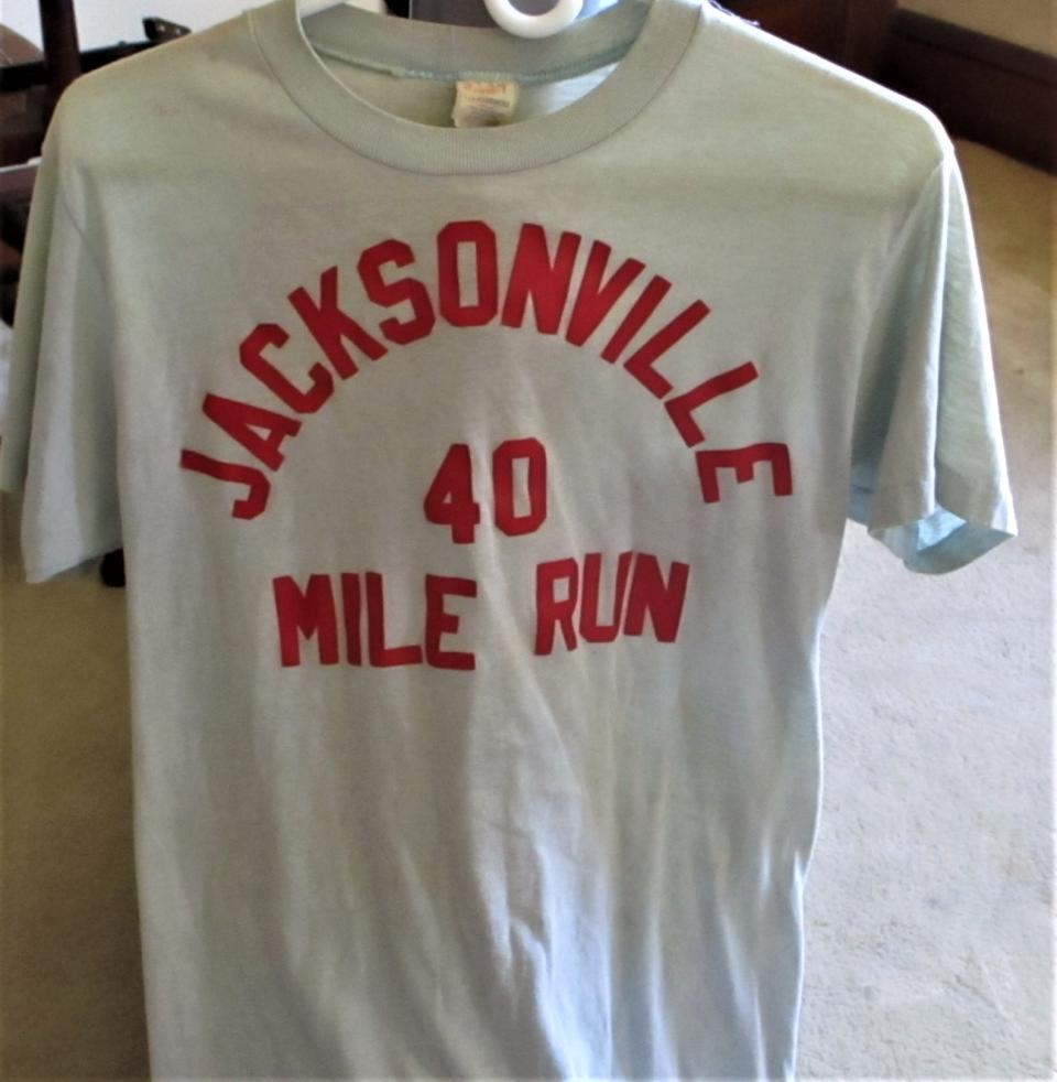 A 40-Mile Run shirt circa 1982. A story on this event in a running newsletter lead to Bill's introduction to The Beaches Leader.