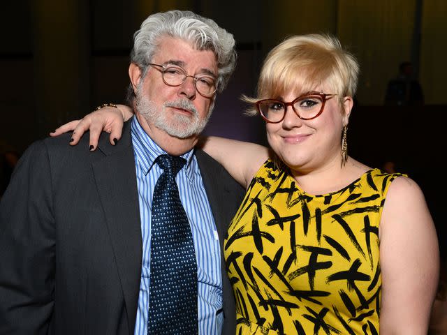 <p>Michael Kovac/Getty </p> George Lucas and Katie Lucas attend the USC Shoah Foundation Institute Ambassadors for Humanity Gala on June 6, 2012 in Hollywood, California.