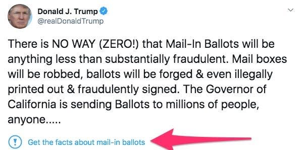 trump tweet mail in voting