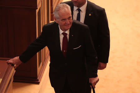 Czech President Milos Zeman attends a parliamentary session during a confidence vote for the newly appointed government led by Czech Prime Minister Andrej Babis, in Prague, Czech Republic, July 11, 2018. REUTERS/Milan Kammermayer