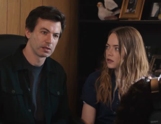 <p>Showtime/YouTube</p> Nathan Fielder and Emma Stone play married house flippers in The Curse.