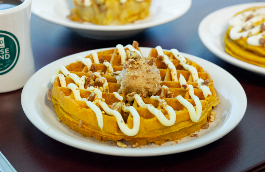 Metro Diner is celebrating Pumpkin Month with menu items such as pumpkin waffles.
